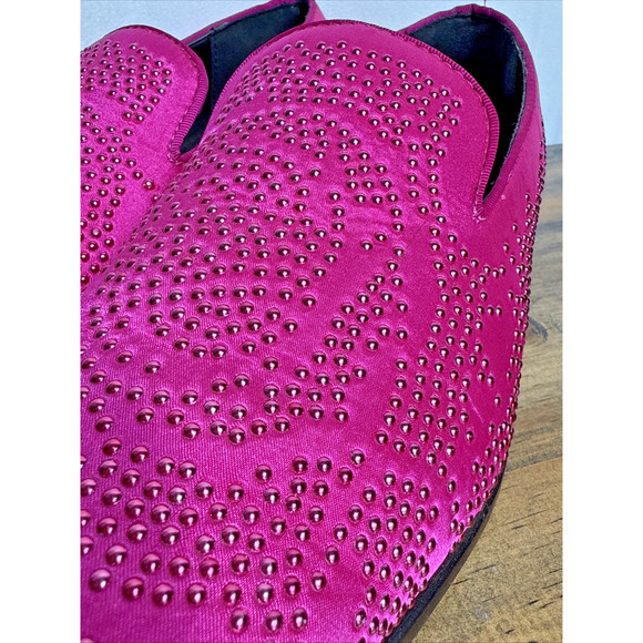 Fuchsia Sequin Stone Men's Loafers Size 11 Slip On Dress Shoes Wedding Prom Date - Picture 6 of 10